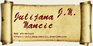 Julijana Mančić vizit kartica